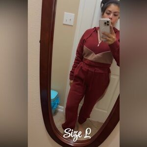 Stylish Burgundy and Blush Women's Track Suit